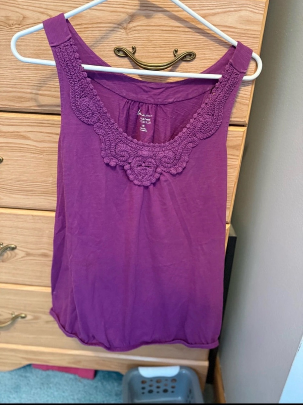 Lane Bryant Purple Crochet-Trim Scoop Neck Tank